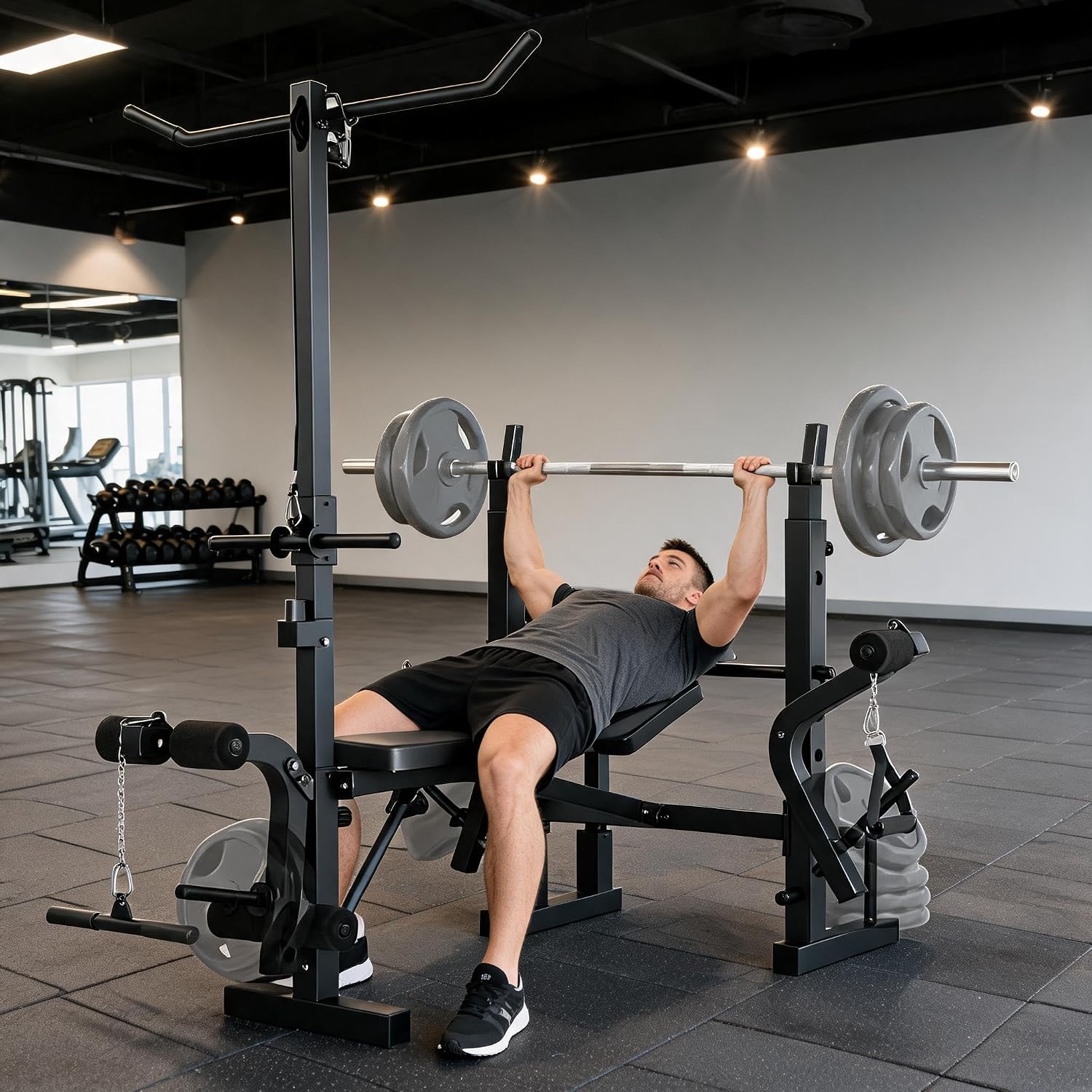 Home Gym Outfit - 8-in-1 Collapsible Adjustable Weight Bench Set