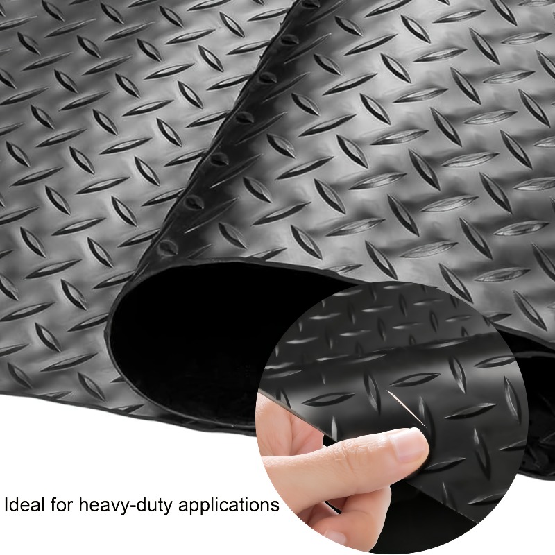 Home Gym In Garage - Rubber Diamond Floor Mat - Durable,