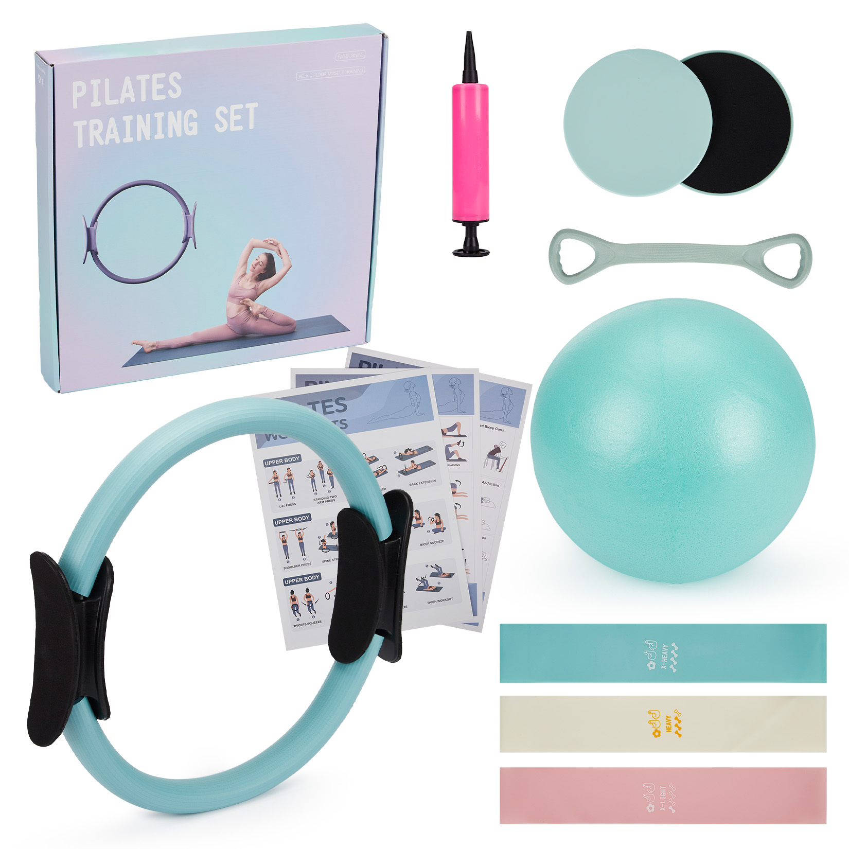 Home Gym Outfit - Pilates Training Set, 6-in-1 Pilates Ring,