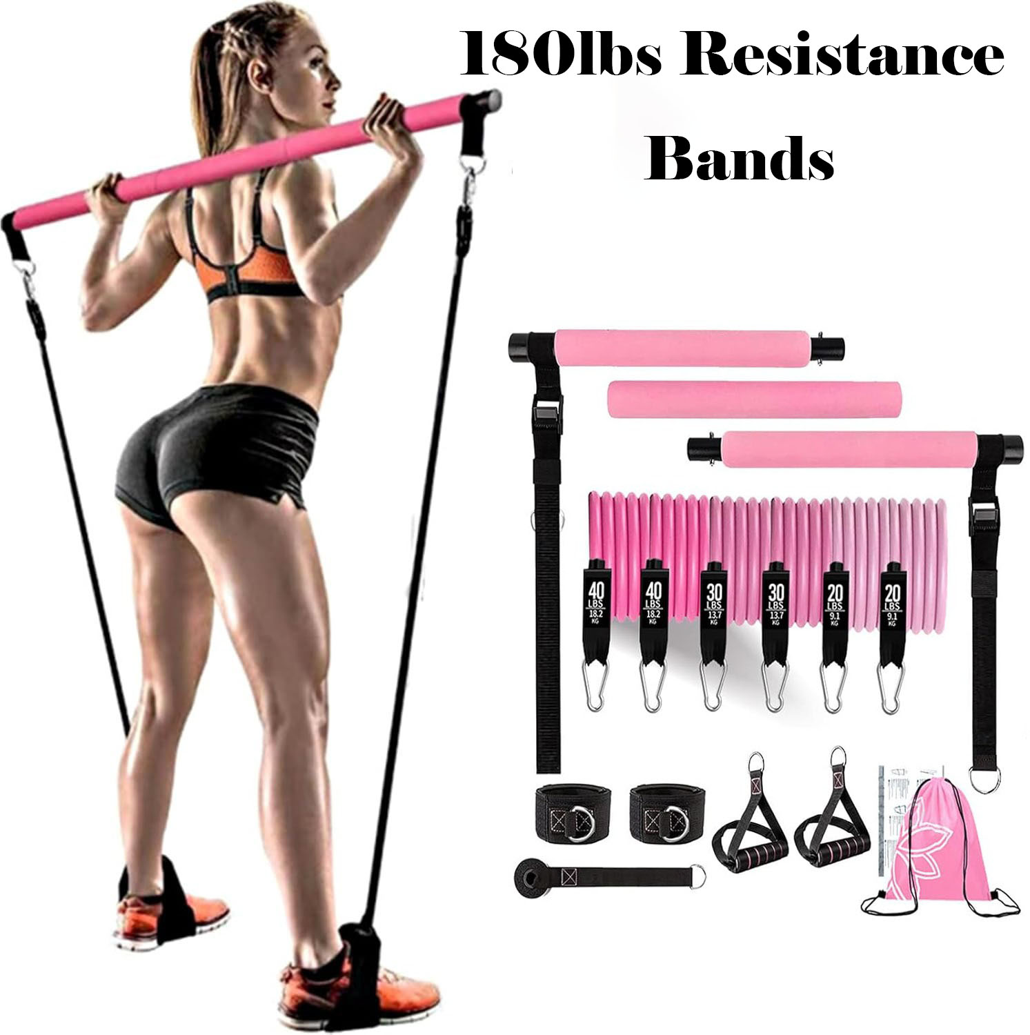 180lbs Resistance Bands with A - огляд і ціна Home Gym Outfit